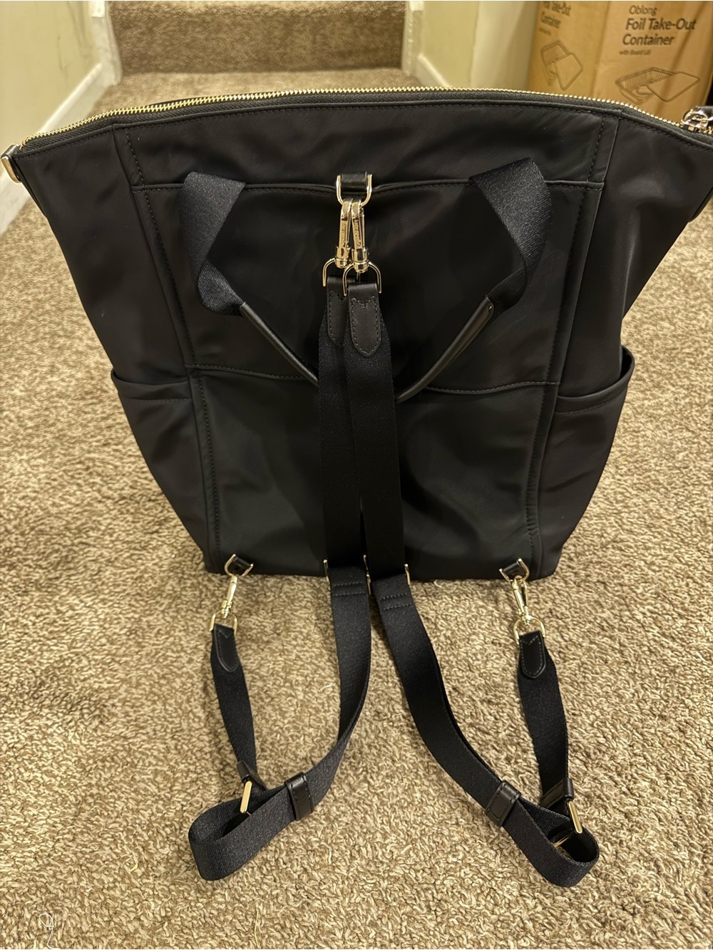 Kate Spade Black Nylon Tote Backpack Bag - Picture 4 of 7